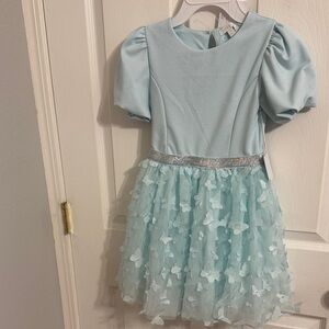 Girl size 7, btween Light Blue Dress with Silver Accents